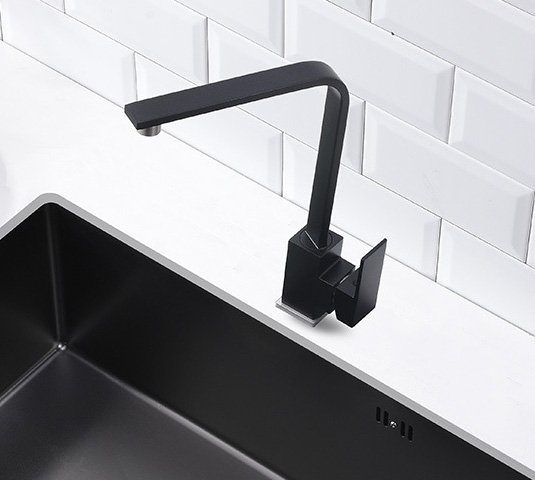 Modern black kitchen faucet and sink